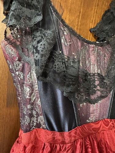 VTG Burlesque Saloon Corset Dress Renaissance Costume Red & Black 1900’s RARE! - Picture 7 of 24