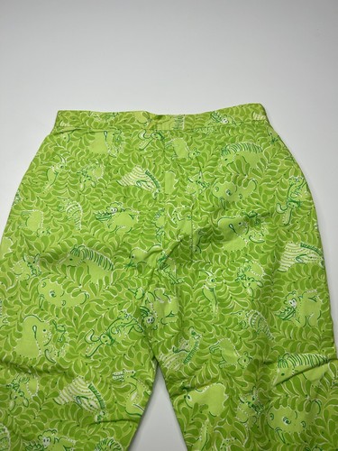 Lilly Pulitzer Girls Green Floral Squirrel Print Capri Pants Sz 14 VTG - Picture 11 of 12