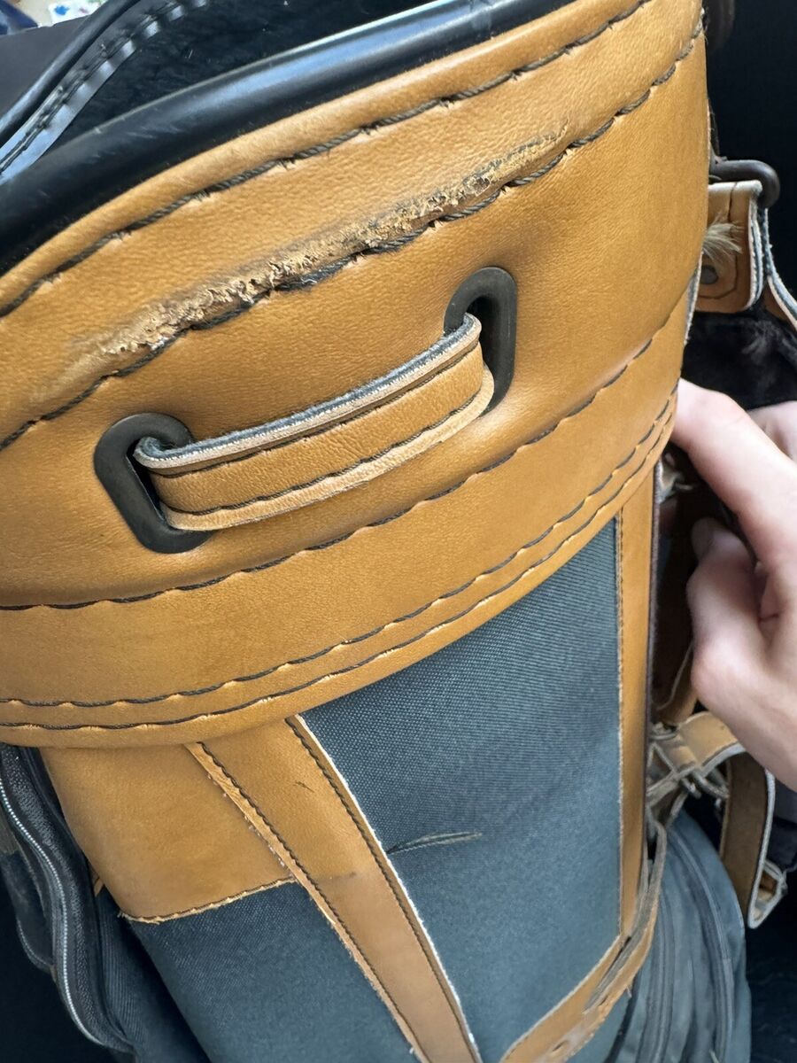 Vintage Ron Miller Pro Model Golf Bag Leather Green/Brown 6 Vintage Ron Miller Pro Model Golf Bag Leather Green/Brown 6
