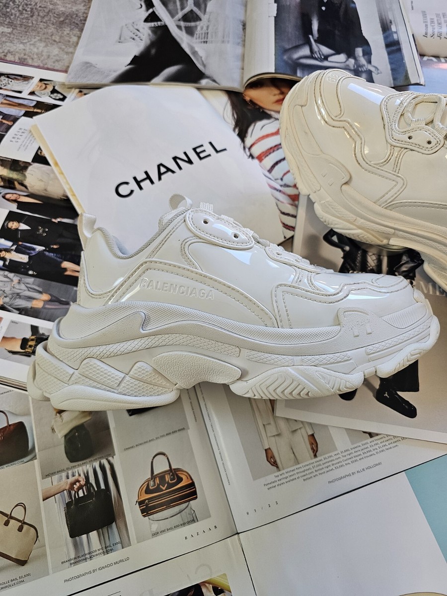 Balenciaga Triple S Triple White Patent Leather Women's size 39