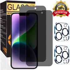 For iPhone 17 16 15 14 13 Pro Max Privacy Tempered Glass Screen Camera Protector
