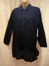 Sun Covers Women's S Beach Swimsuit Cover-up Black Button Front Long Sleeve