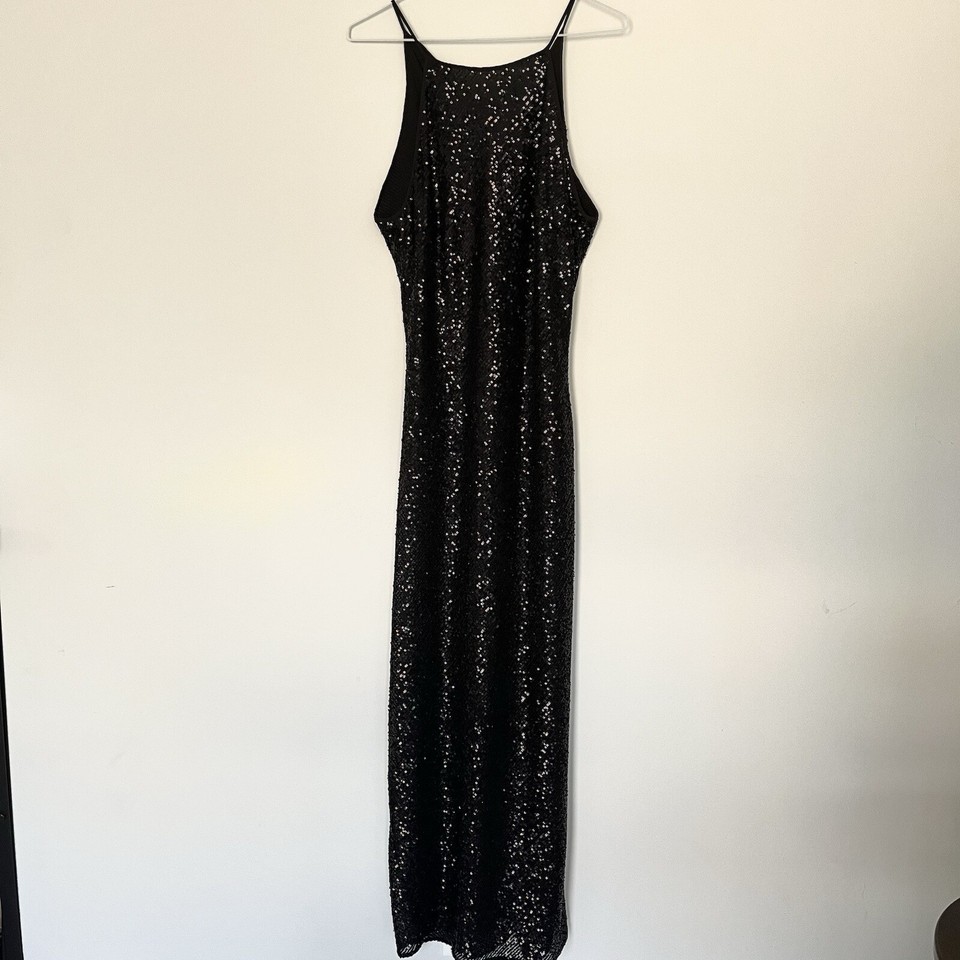 Zara Black Sequin Formal Dress Gown Size Medium eBay