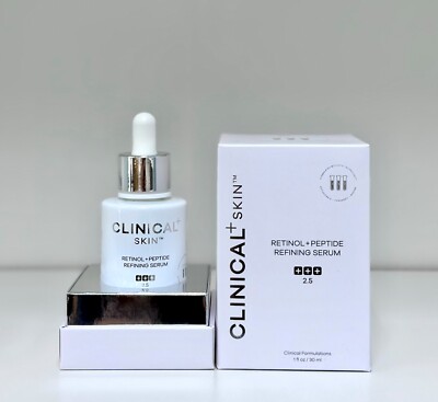 CLINICAL + SKIN Retinol + Peptide Refining Serum 2.5 - 1 oz BRAND NEW