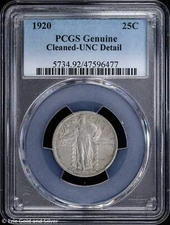 1920 25C Standing Liberty Quarter PCGS Genuine UNC Detail | Uncirculated