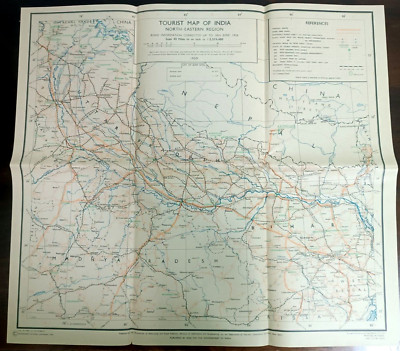 INDIA VINTAGE TOURIST MAPS: TOURIST MAP OF INDIA NORTH-EASTERN