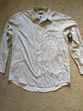 Pre-owned Chaps Ralph Lauren Wrinkle Free Beige/Yellow Blue Large 16/16.5-34/35