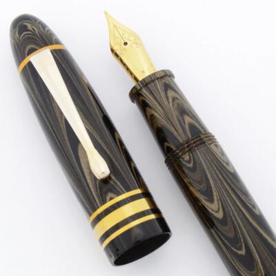 Lotus Everest OS Fountain Pen - Beige Ripple Ebonite, Brass Trim, JoWo 6 Nibs