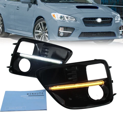Lámpara de señal de giro LED secuencial DRL luces de bisel antiniebla para Subaru WRX STI 2015-17 - Imagen 2 de 7
