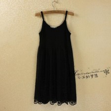 Embroidered Women Mesh Slip Dress Lace Underdress Petticoat Spaghetti Short