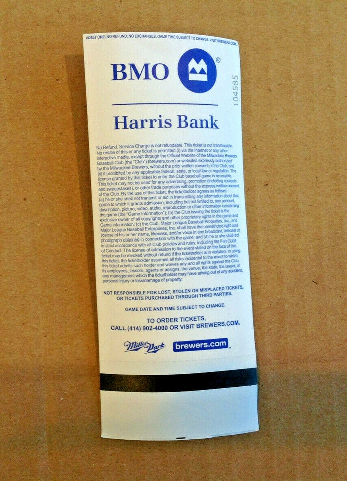 TICKET ONLY~ 2013 Hank Aaron Milwaukee Braves Brewers Bobblehead SGA TICKET ONLY - Image 2 of 4