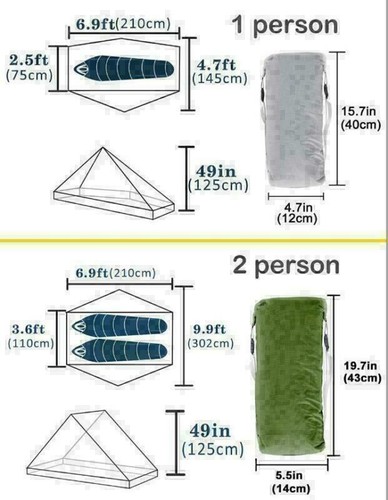 3F UL GEAR LanShan Waterproof 1/2 Pers. Ultralight Camping Tent Backpack Outdoor - Foto 8 di 39