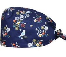 NEW BIRD Navy Scrub Cap Doctor Nurse Bouffant Hat Adjustable Head Cover Button