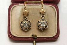 Art Deco Vintage Style Lab Created Diamond Drop/Dangle 14K Gold Finish Earrings