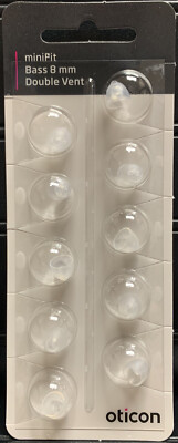 10 Pack of Oticon miniFit 8mm Bass Double Vent Domes For Hearing Aids 100 Total.