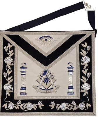 MASONIC PAST MASTER MASON 100% LAMBSKIN APRON HANDMADE BULLION EMBROIDERED APRON