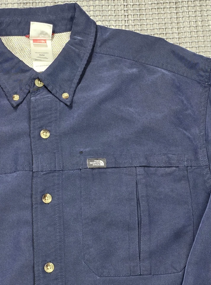 The North Face Mens M Outdoor Button Up Shirt Blue Modal Hiking Roll Tab Sleeve - Image 4 of 4