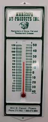 Vintage Maricopa By-Products Inc. Phoenix Arizona Advertising Metal Thermometer 