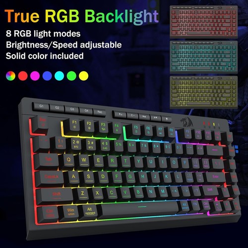 REDRAGON WIRELESS RGB GAMING KEYBOARD ON-BOARD MACRO KEYS BLUETOOTH/2.4GHz/USB - Picture 6 of 9