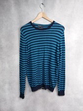 autograph jumper small. slim fit. silk/merino blend blue stripes. repair at back
