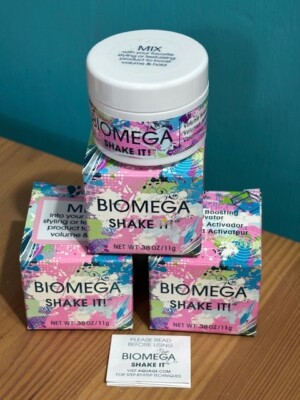 NEW SEALED BIOMEGA SHAKE IT! VOLUME BOOSTING ACTIVATOR FOR HAIR .38 OZ LOT OF 3