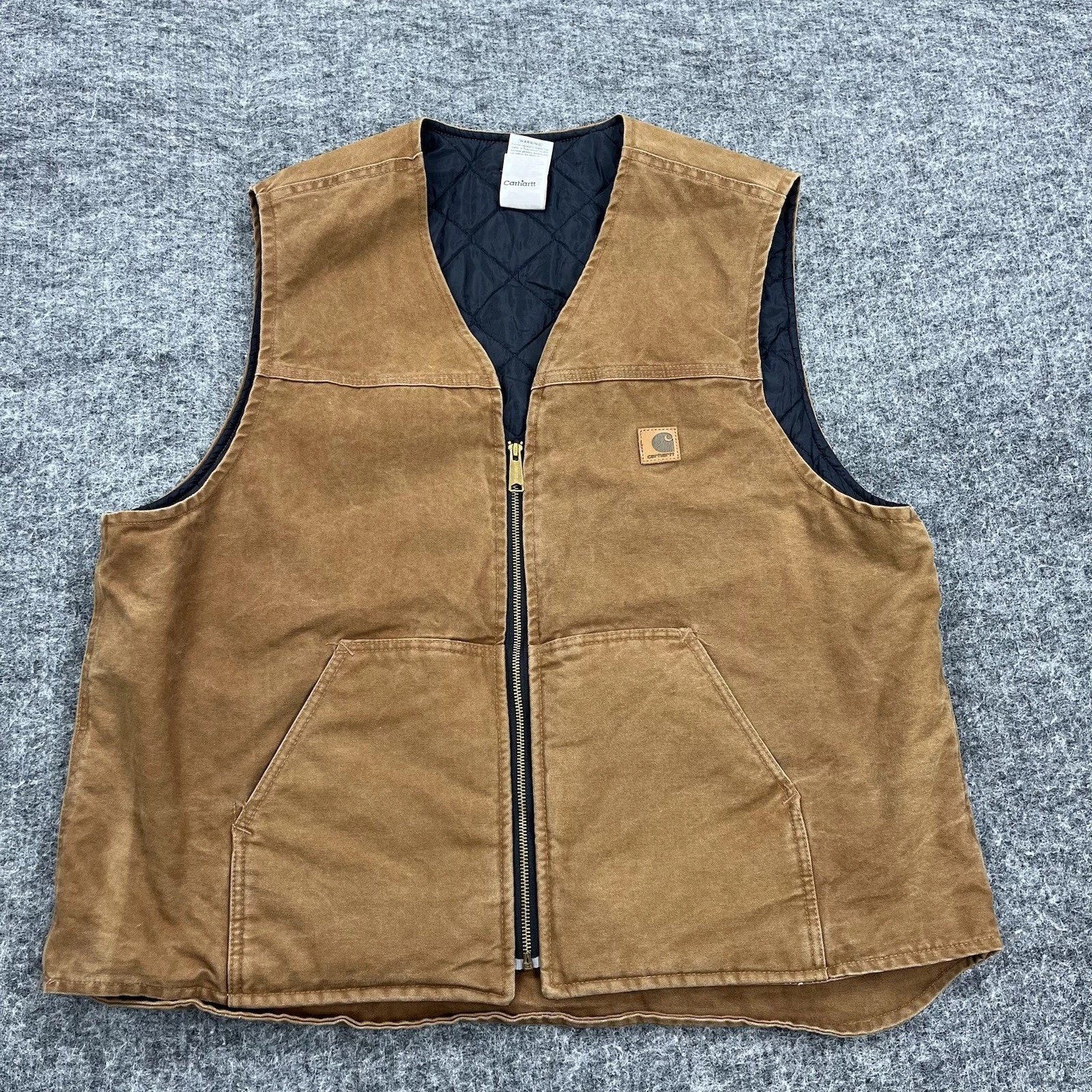 Carhartt Vest Mens 2XL Brown Duck Canvas Quilted Insulated V23 BRN