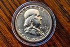 1949 Philadelphia Mint Silver Franklin Half Dollar, 90% Silver Coin