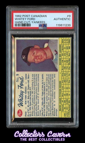 Whitey Ford [Hand Cut Yankees] #9 1962 Post Canadian card