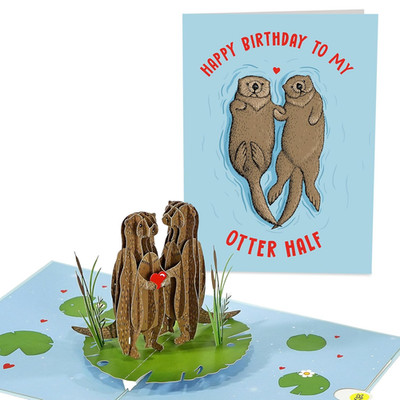 Pop Up Karte Zum Geburtstag - Happy Birthday To My Otter Half - 3D Geburtstagska
