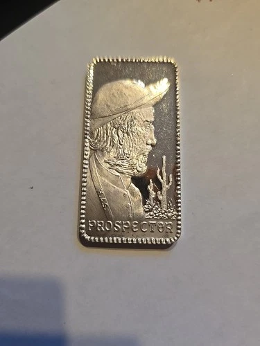 Vintage Vagabond Prospector 1oz .999 Proof Silver Art Bar by Hamilton Mint
