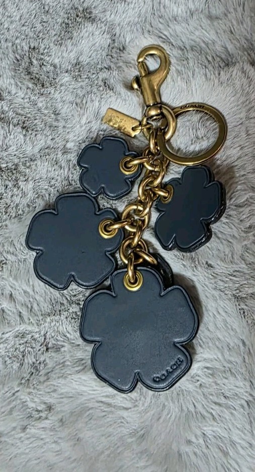 COACH Denim Blue Tea Rose Bag Charm ~ Very Rare | eBay