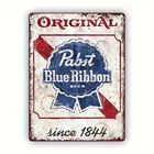 Vintage Pabst Blue Ribbon Beer Metal Wall Sign - Heavy-Duty Iron Retro Bar Decor