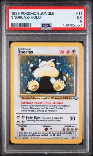 1999 POKEMON JUNGLE #11 SNORLAX-HOLO PSA 5