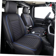 Seat Covers Compatible with Jeep Wrangler 2007-2026 5 PCS Full Set/Black-Blue