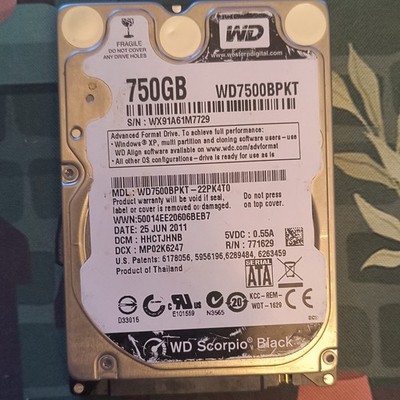 Western Digital WD Scorpio Black WD7500BPKT 750GB 2.5 SATA 7200RPM 16MB