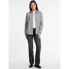 GUESS Jeans Women’s Checked Button Down Shirt in Black/White-Size Large