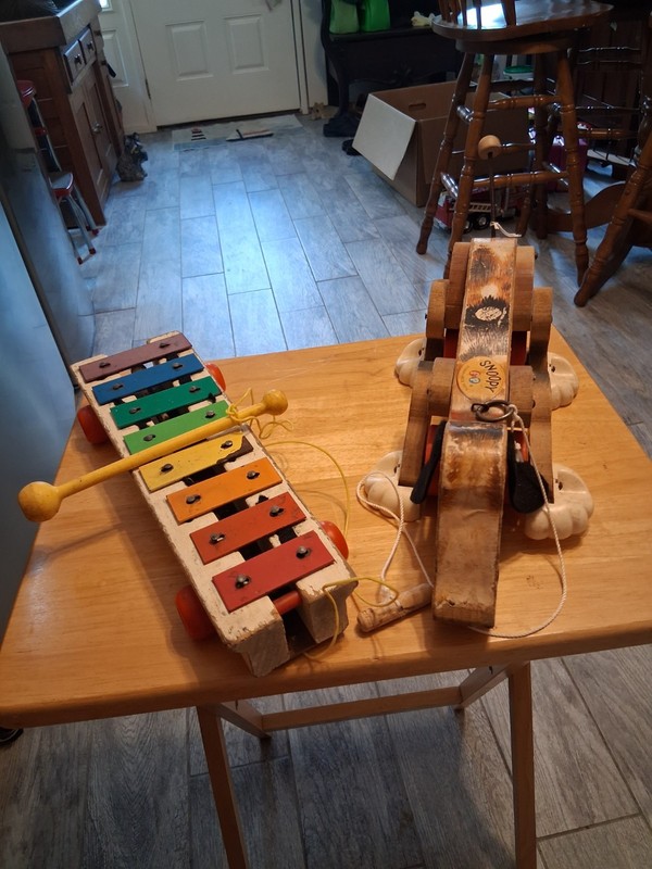 Vintage Fisher Price Xylophone and 1961 Snoopy Wooden Pull Toy