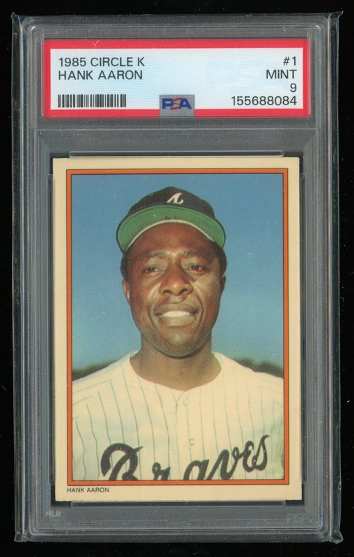 1985 Circle K #1 Hank Aaron **PSA 9** MINT Atlanta Braves QTY Available
