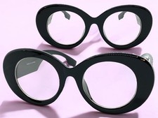 EXAGGERATED Vintage Retro Clear Lens EYE GLASSES Large Round Thick Black Frame