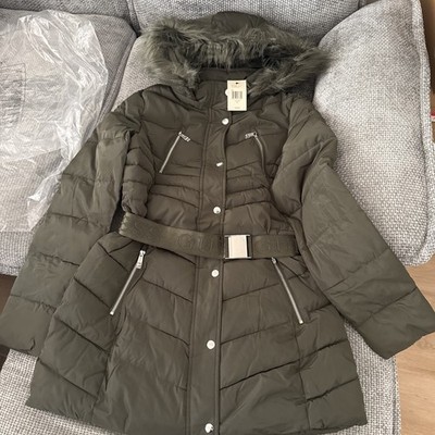 Guess  Women's  Olive Morning  Stevie Hooded Puffer Coat Size M