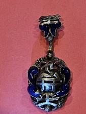 Rare 1930’s Max Neiger Chinese Revival Pendant with Blue Glas - Neiger Brothers