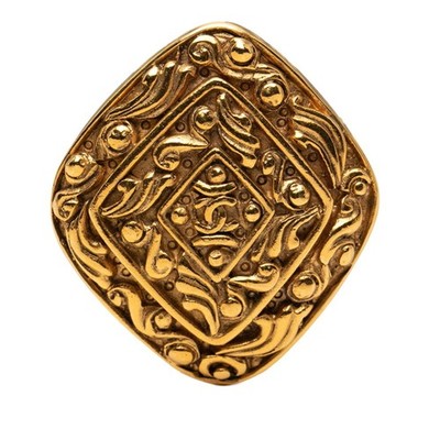 Vintage CHANEL diamond arabesque brooch, gold plated, for women. GZl1g3zg
