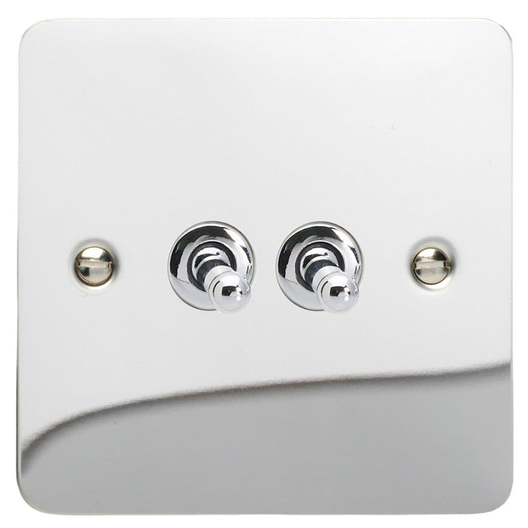 Varilight XFCT77 Ultraflat Polished Chrome 2 Gang 10A Intermediate Toggle Switch