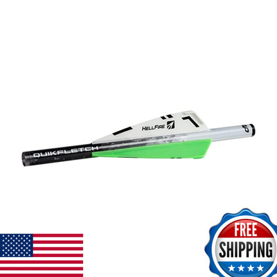 New Archery Products Quikfletch Hellfire Stabilizing Fletching - White/Green, 3''