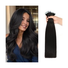 Tape in Hair Extensions Human Hair Straight Natural Black 100 Remy... Fast Ship
