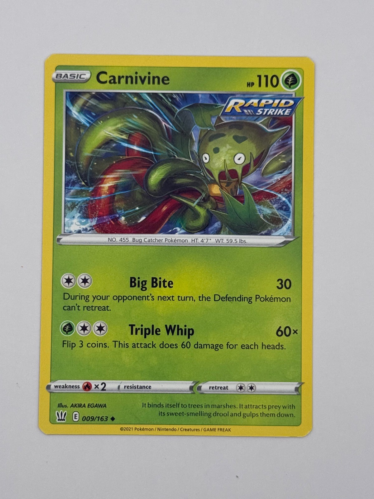 Carnivine 009/163 Uncommon Battle Styles Pokemon Near Mint