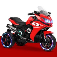 12V Kids Ride on Electric Motorcycle 3-Lighting Wheels Electric Toys w/Music Red