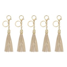 5Pcs Leather Keychain Tassels with Lobster Clasp Key Ring, Dirty Pink