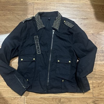 VTG NYC BESS Studded Moto Jacket Rare Size Large Women's/ Men s