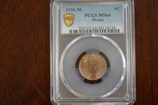 1936-M 5c Mexico 5 Centavos PCGS MS64